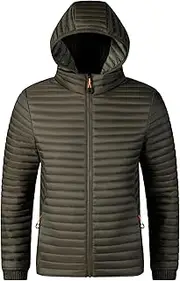 [Qolkmuiy-GJ] Men's Running Lightweight Puffer Jacket Casual Down Hooded Puffer Jackets Zippered Pockets Winter Coats