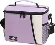 MRDLKNX Lunch Box for Women & Men, Insulated Lunch Box, Wide-Open Leakproof Large Spacious Cooler Tote Bag with Removable Shoulder Strap with Side Pocket for Office Travel Picnic (Purple)
