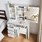 10 LED Lights Makeup Vanity Desk Set with Mirror Stool 6 Drawers Dressing Table