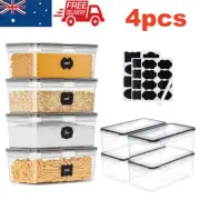 4Pcs Kitchen Food Storage Containers Dry Cereal Clear BPA FREE airtight Pantry