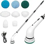 Electric Spin Scrubber, Cordless Cleaning Brush with Adjustable Extension Arm 8 Replaceable Cleaning Heads, Power Shower Scrubber for Bathroom, Tub, Tile, Floor