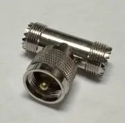 UHF Male PL-259 to 2X UHF Female SO-239 Coax Adapter (2 PACK) RF Split T-Type