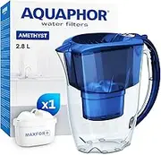 AQUAPHOR Water Filter Jug Amethyst Blue 1 X MAXFOR+ Filter Included I Capacity 2.8l I Fits in The Fridge Door I Reduces Limescale Chlorine & Microplastics