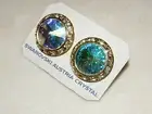 FACETED AURORA BOREALIS AB AUSTRIAN CRYSTAL RHINESTONE EARRINGS MATCHES ALL M