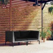 Garden Sofas 2pcs with Cushions Half Round Poly Rattan vidaXL