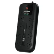 CyberPower 8 Outlet Surge Protected Power Board with 2 USB