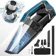 Handheld Vacuum Cleaner Cordless Portable with LED Light, High Power Suction, Rechargeable Lightweight Handheld Vacuum Cleaner for Car, Home Office, Pet Hair, Black&Blue