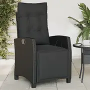 vidaXL Reclining Garden Chair with Footrest Black Poly Rattan