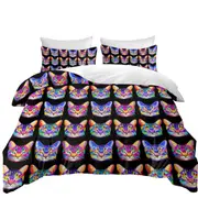 Cool Colorful Cat Face Pattern Quilt Cover
