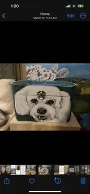 Custom hand painted portrait memorial LARGE Wood box Pet URN white poodle bijon