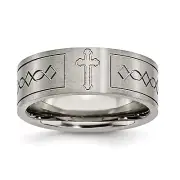 Chisel Titanium Brushed Cross Design 8mm Flat Band TB145