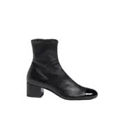(W) Chanel Short Boots Lambskin Patent Calfskin & Black