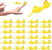 MeiMeiDa 40 Pack Slingshot Chicken, Flicking and Stretchy Funny Rubber Toys, Party Activity for Children, Flying Gifts for Kids Adults (Yellow)