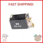Geyecete Dog Toys Storage Bins - with Wooden Handle, Collapsible Pet Supplies St