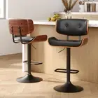 2X Artiss Kitchen Bar Stools Gas Lift Stool Chairs Swivel Barstool Leather Black
