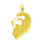 14K Gold 22MM Cut-Out Lion Face Pendant