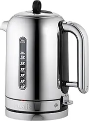 [Dualit] Classic Kettle | Polished Stainless Steel with Black Trim | Quiet boiling kettle | 90 Second Boil Time | 1.7 L Capacity, 3 kW | 72815