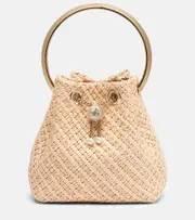 [Jimmy Choo] Jimmy Choo Bon Bon Small embellished raffia tote bag One Size beige
