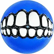 Rogz Grinz Fetch Treat Dispensing Ball Dog Toy Blue Medium