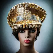 Gold FESTIVAL STEAMPUNK BURNING-MAN SPARKLY Head-Dresse Half Captains Party Hat