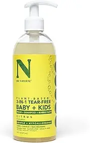 Dr. Natural 3-in-1 Tear-Free Baby Plus Kids Soap - Head-to-Toe Baby Soap and Baby Shampoo - Sensitive Skin Moisturizing Body Wash - Citrus - 474 ml