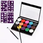 15 Color Face Body Paint, Washable Non Toxic Safe Face Painting Set with 2 Brush