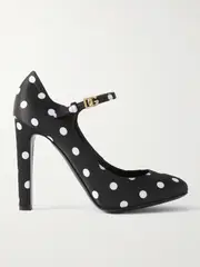 [Dolce & Gabbana] Dolce & Gabbana - Bianca Polka-dot Satin Pumps - Black - IT37.5 IT 37.5 Black