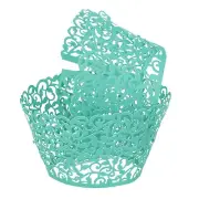 50 Pcs Cupcake Wrappers for Decoration Light Blue (Vine, Pearlescent Paper)