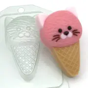 KITTY ICE CREAM CONE MOLD, Chocolate, Fondant Mold, Soap Mold, Bath Bomb Mold,