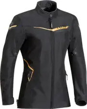 Ixon Slash Ladies Motorcycle Textile Jacket, black-gold, Size XS for Women Black Gold
