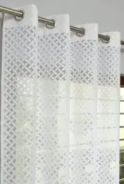 Transparent Net Grommet Door Curtains for Door 7 Feet Pack of 2 White