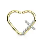 Piercing Ear Cartilage Daith Ring Heart Gold Plated Cross