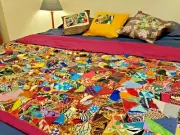 Handmade African Patchwork Crazy Quilt 53" x 72" LARGE Glencheck Full XL CHARITY