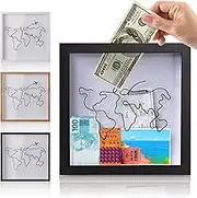 Travel Adventure Archive Shadow Box for Memories,12x12Inch Concert Travel Ticket Stub Memory Top Loading Shadow Keepsake Box with Slot On Top,Life in a Shadow Box Travel Frame (Black(12"x12"))