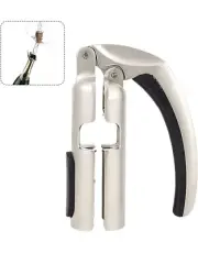 Champagne Bottle Opener - Zinc Alloy Sparkling Wine Cork Puller - Bar Silver