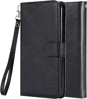LEMORRY Phone Case for iPhone 14 Detachable Wallet Case with Card Slots & Photo Frame 2in1 Multifunctional Car-Stand Bumper Protection TPU Silicone Cover for iPhone 14 (Black)