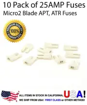 Premium 10 Pack 25 AMP Automotive APT ATR MICRO2 Blade Fuses 25A