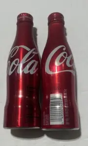 Two RED Coke COCA COLA ALUMINUM BOTTLE–8.5 Oz–Limited Edition-Unopened 2007-New