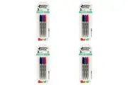 12pc Texta Non-Toxic Fineliner Round Ergonomic 0.4mm Pens Black Blue Red