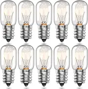 Bonlux 10-Pack Salt Lamp Bulbs E14 15W Fridge Bulb High Temp 300° Oven Light Bulbs Dimmable E14 SES Small Edison Screw Pygmy Lamp Bulbs T22 Tubular Appliance Light Bulb