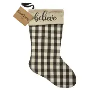 Primitives By Kathy Believe Farmhouse Checkered Christmas Stocking