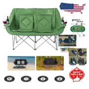 Versatile Double Folding Chair with 2 Cup Holders - Ideal for Beach & Camping