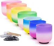 Crystal Singing Bowls, 6-12 Inch Set, CDEFGAB Note, With Carrying Bag, For Calming Healing Sounds, Balancing Body Chakra, Adjusting Emotional State(440hz)