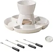 Generic Chocolate Fondue Set, Creative Ceramic Chocolate Melting Fondue Set with Fork and Tray, Candle Heating Melt Hot Pot Bowl Set, for Cheese, Chocolate, Candy