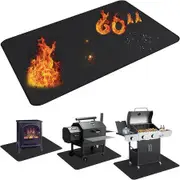 Under Grill Mat for Outdoor Grill,Double-Sided Fireproof Grill Pad,Indoor Fireplace/Fire Pit Mat,Oil-Proof Waterproof BBQ Protector(165*91cm)