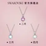 【SWAROVSKI 官方直營】BIRTHSTONE 鏈墜 方形切割 鍍白金色(網上獨家 誕生石 守護石 星座 花語 幸運 開運)