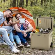 CostwayCooler with Wheels and Handle for Beach/Camping-Beige