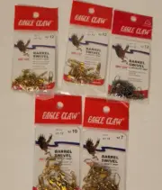 Mixed Lot 5 Packs EAGLE CLAW BARREL SWIVELS w/ Interlock Snap
