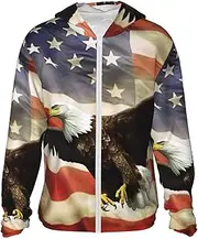 [LHBWCVN] UPF 50+ Light Jacket Full Zip Sun Protection Hoodie for Women Men Long Sleeve American Flag Sun Shirts
