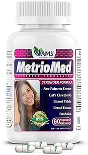 America Medic & Science MetrioMed (60 Capsules) Fertility Supplement for Women, Natural Pills with Black Cohosh, Chasteberry & Red Clover Herbs, Mood Support, Female Hormone Balance